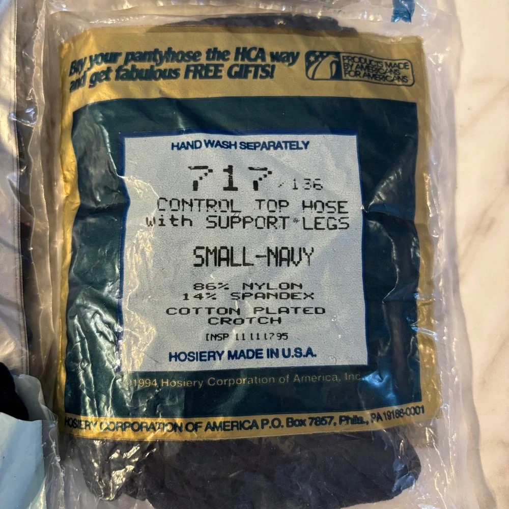 Lot of 7 Vintage Silkies Control Top Pantyhose & Knee Highs Navy Blue Small